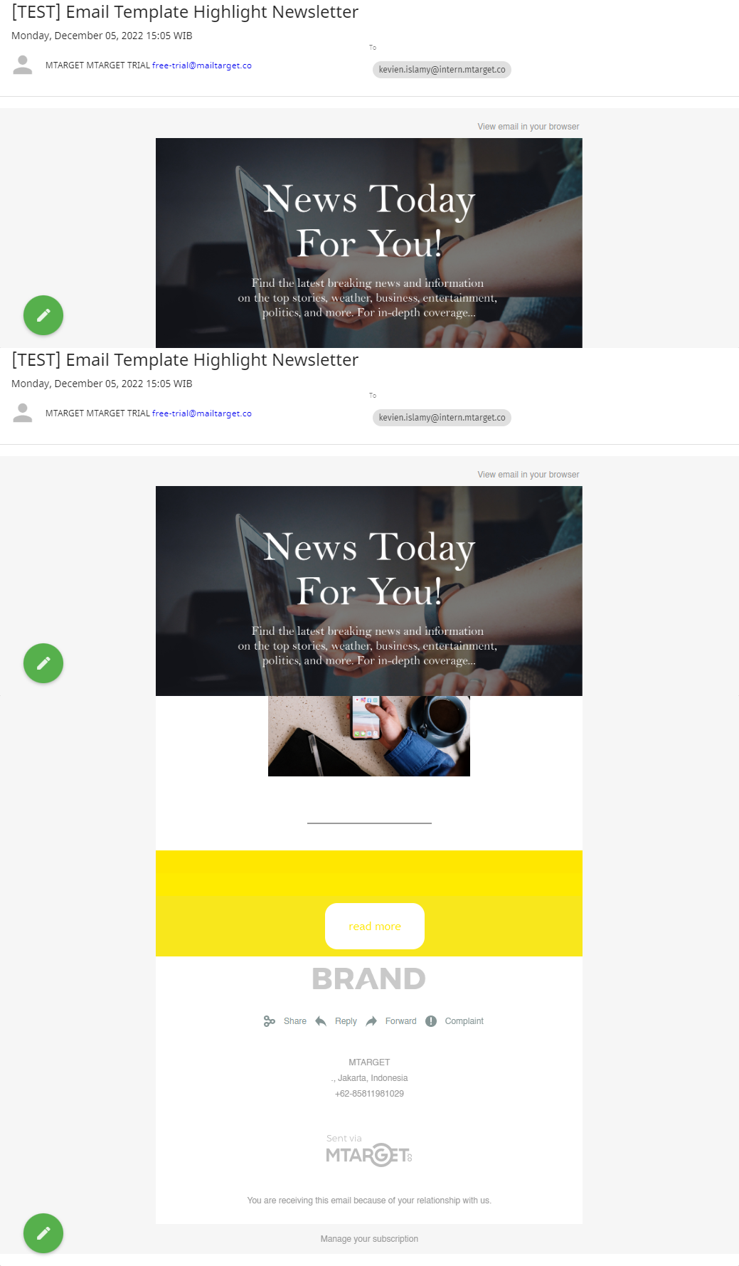 email newsletter template