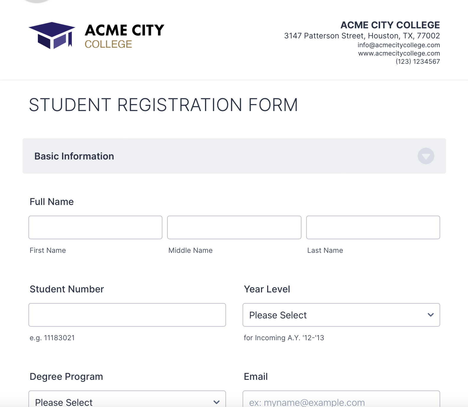 Registration Form
