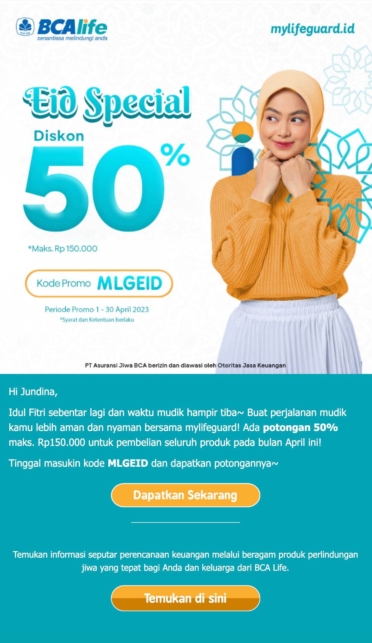 Promo BCA Life sebagai use case email marketing bulan Ramadan