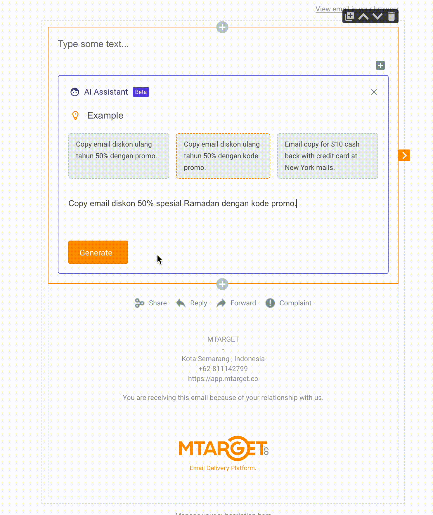 Mudah dan cepat membuat konten email dengan DIA, Digital Intelligence Assistant, powered by OpenAI