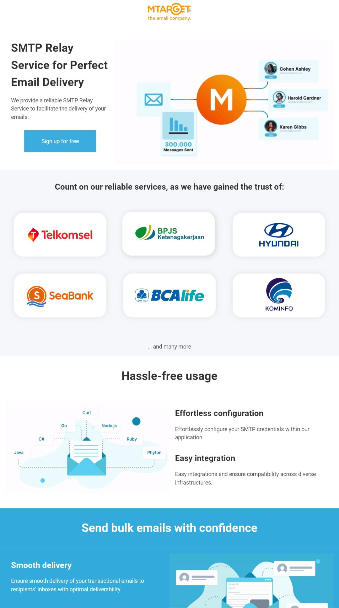 Contoh Landing Page Fitur SMTP Relay