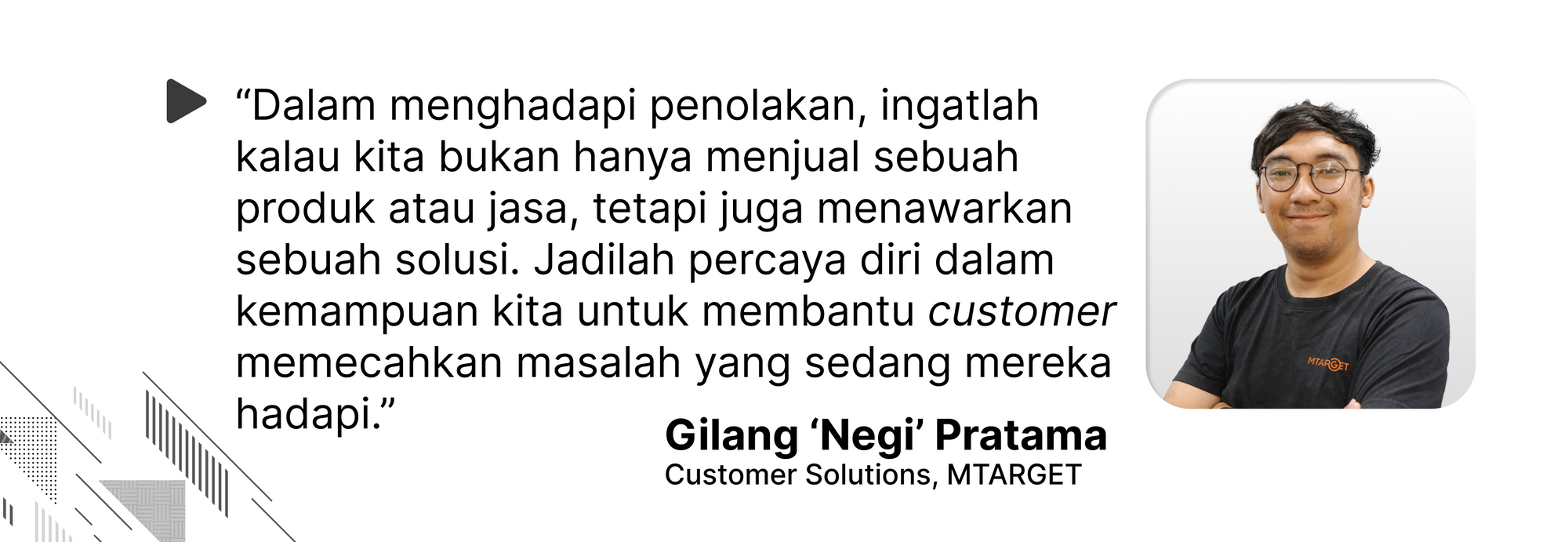 Quote oleh Gilang Pratama mengenai cara menghadapi penolakan dengan baik