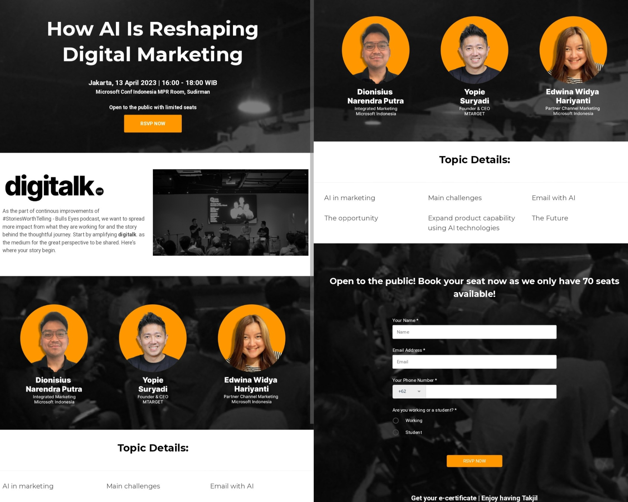 Contoh Landing Page Event Digitalk MTARGET