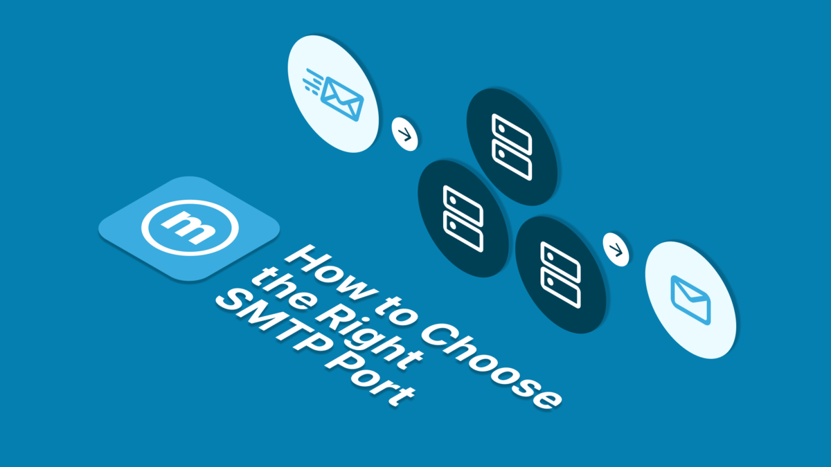 A cover for a blog article titled "API key: SMTP port explained: How to choose the right one."