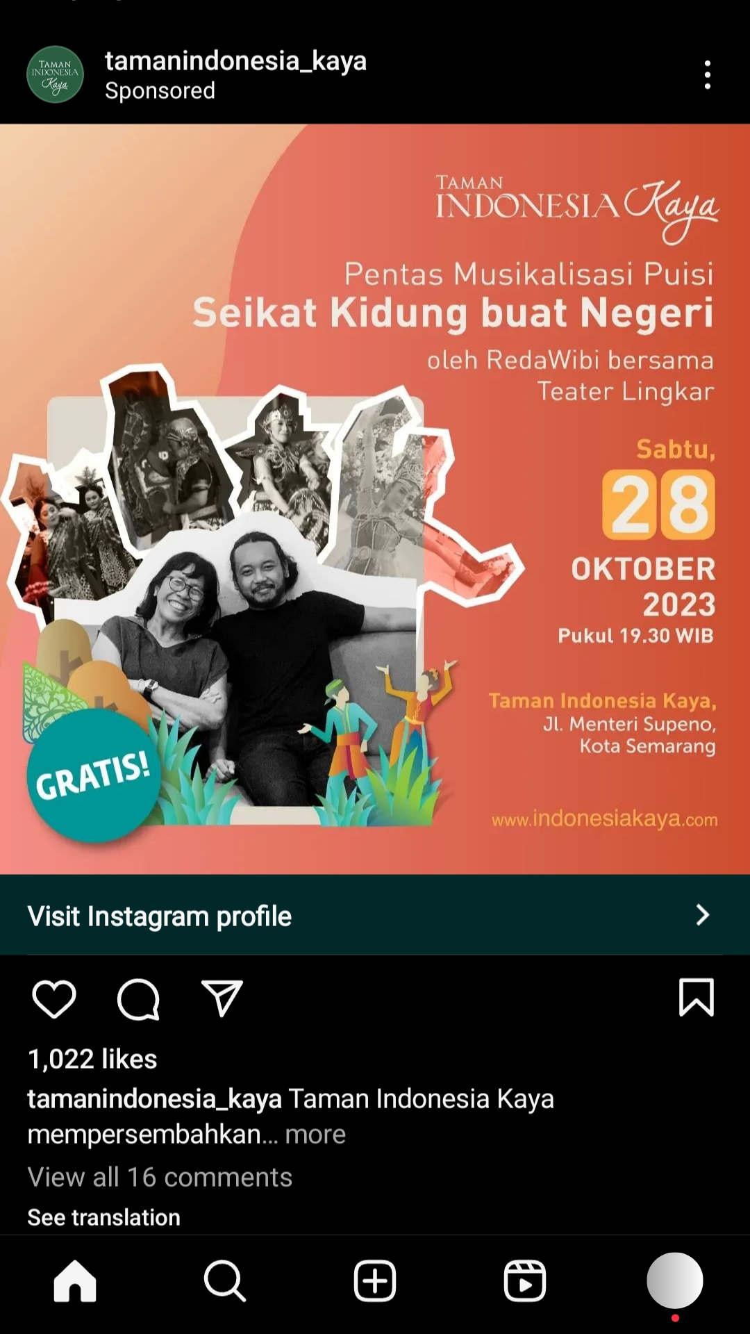Contoh Single Image Instagram Ads